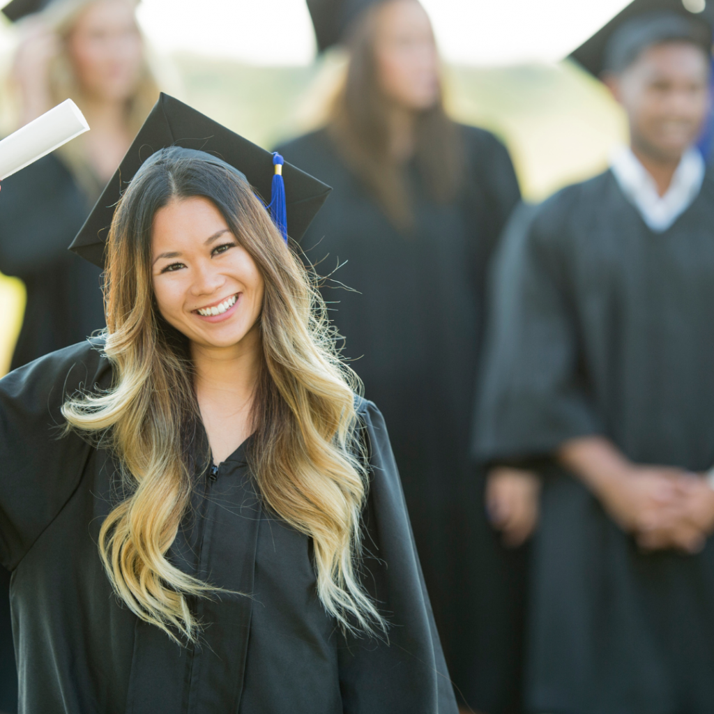 A girl graduating from high school after homeschooling